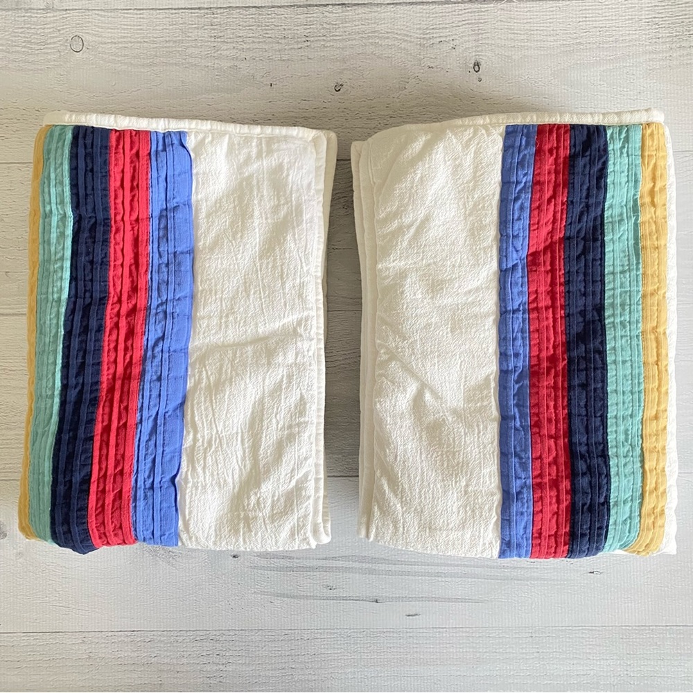 Pottery barn teen shams striped quilted standart size Set of two